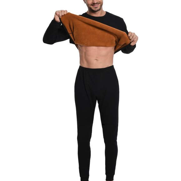 Men's Thermal Underwear Heavyweight Fleece Lined Base Layer Long Johns Cold